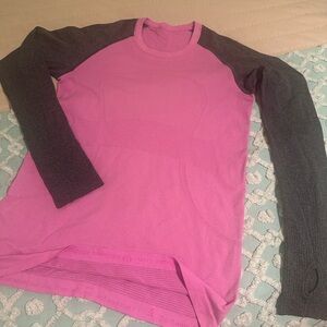 LULULEMON long sleeve pink/grey Swiftly Tech Top Sz 6